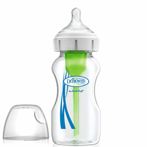 Dr. Brown’s – Biberón Options+ de Vidrio Boca Ancha de 9 oz 0m+
