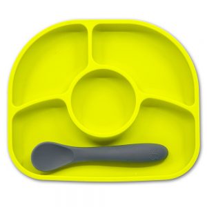 BBLUV – Yümi – Juego De Platos Y Cucharas De Silicona – Verde